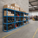 4x Heavy Duty Shelving 1600mm High | 280kg Per Shelf | Boltless MDF | Blue Steel | UK Garage & Workshop Storage Pack