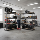 4x Premium Heavy Duty Shelving - 2000mm High - Grey with 8x 37L Storage Boxes