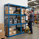 Heavy Duty Shelving 1600mm High | 280kg Per Shelf | Boltless MDF | Blue Steel | UK Garage & Workshop Storage
