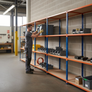 3x Heavy Duty Industrial Shelving - 1980mm High - 340kg Capacity - Chipboard - Blue & Orange