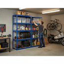 Premium Garage Shelving Unit | 1800mm High | 200-280kg Capacity | Blue Steel Storage