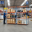 Heavy Duty Industrial Shelving - 1980mm High - 340kg Capacity - Melamine - Blue & Orange