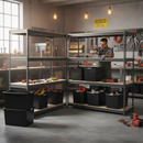 Heavy Duty Shelving with 12x 62L Storage Boxes - 1600mm High - Grey