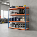 Heavy Duty Melamine Shelving 1677mm High 400kg Capacity - Blue & Orange Industrial Racking