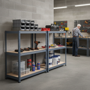 Heavy Duty Half Height Shelving 1065mm High | 280kg Per Shelf | Grey Steel | UK Garage & Workshop Storage