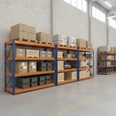 Heavy Duty Industrial Shelving - 1770mm High - 600kg Load Capacity - Blue & Orange