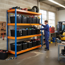 Heavy Duty Shelving 1770mm High with 12x 62L Plastic Storage Boxes - Industrial Racking UK