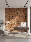 Black patterned cork wall tiles installed in modern interior