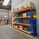 Premium Heavy Duty Industrial Shelving - 2200mm High - 500kg Capacity - Blue & Orange