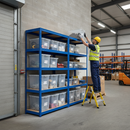 Premium 2x Shelving Units with 12x 60L Plastic Storage Boxes - 2130mm High