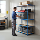 Heavy Duty Industrial Shelving - 1830mm High - 200kg Capacity - Chipboard - Blue Finish