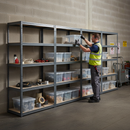 Premium 4x Shelving Units - 1800mm High - Grey with 12x 60L Plastic Storage Boxes
