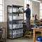 Heavy Duty Shelving Unit - 2130mm High - Grey with 12x 33.5L Storage Boxes