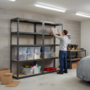 Premium Shelving Units - 1800mm High - Grey with 8x 33.5L Storage Boxes