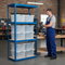 Heavy Duty Shelving Unit - 1600mm High with 8x 60L Plastic Storage Boxes