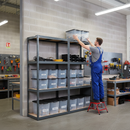 Premium Shelving Units with Storage Boxes - 1600mm High - Grey