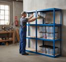 2x Heavy Duty Shelving Units - 1600mm High - Blue with 8x 24L Plastic Storage Boxes