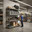 Heavy Duty Industrial Shelving 1800mm High 500kg Per Level - 4 Tier Chipboard Racking Grey