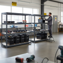 2x Heavy Duty Shelving - 1770mm High - Grey with 8x 62L Plastic Storage Boxes