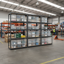 3x Heavy Duty Shelving Units - 1800mm High - Grey with 20x 37L Plastic Storage Boxes