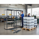 4x Heavy Duty Shelving Units - 1600mm High - Grey with 12x 24L Storage Boxes