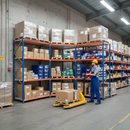 5x Heavy Duty Industrial Shelving - 3050mm High - 340kg Capacity - Melamine - Blue & Orange