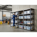 4x Heavy Duty Shelving Units - 2130mm High - Grey with 12x 33.5L Storage Boxes - Main Product Image