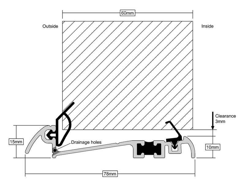 High Performance Slimline Wide Thermal Break For Inward Opening Doors