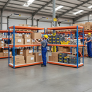 Heavy Duty Melamine Shelving 1677mm High 400kg Capacity - Blue & Orange Industrial Storage