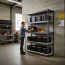 Heavy Duty Shelving Unit - 2000mm High with 12 Durable 37L Storage Boxes