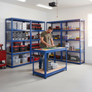 3x Premium Shelving Units - 1800mm High & 1x Professional Workbench - 1200mm Wide - Blue