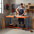 Premium T-Bar Workbench - 915mm High - 800kg Capacity - Chipboard - Blue/Orange