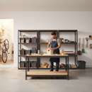 3x Premium Shelving Units - 1600mm High & 1x Heavy Duty Workbench - 1600mm Wide - Grey