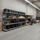 4x Premium Heavy Duty Shelving - 1800mm High - Grey with 8x 62L Plastic Storage Boxes