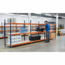 3x Heavy Duty Longspan Shelving - 2000mm High - Blue & Orange
