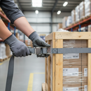 Premium Stainless Steel Locking Overcentre Buckle Assembly with Grey Strap and Polyester Webbing for Enhanced Durability