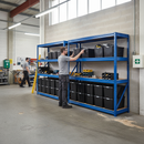 2x Heavy Duty Shelving - 1770mm High - Blue with 12x 37L Plastic Storage Boxes