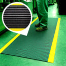 Anti-Fatigue Noise Reducing Mat – Durable PVC Foam, Non-Slip, Cushioned Support for Workstations, Garages with Yellow Safety Borders