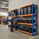 2x Heavy Duty Shelving Units - 2000mm High with 12x 62L Plastic Storage Boxes