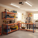 Premium Workbench - Lower Half Shelf - 915mm High - 400kg - Chipboard - Blue/Orange - Pack of 2