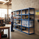 Heavy Duty 4x Shelving Units - 1800mm High - Blue with 8x 33.5L Storage Boxes