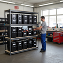 Heavy Duty Shelving Unit - 2000mm High with 12x 62L Plastic Storage Boxes