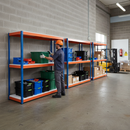 4 Bay Heavy Duty Melamine Shelving 1677mm High 400kg Capacity - Blue & Orange Industrial Racking