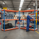 Heavy Duty Industrial Shelving Unit - 1980mm High - 400kg Capacity - 5 Tier Steel - Blue & Orange