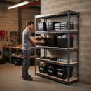 Heavy Duty Shelving Unit with 8x 37L Plastic Storage Boxes - 1800mm High - Grey