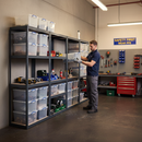 4x Premium Shelving Units - 1600mm High - Grey with 12x 33.5L Storage Boxes