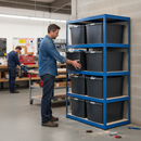 Heavy Duty Industrial Shelving Unit with Recycled Plastic Storage Boxes