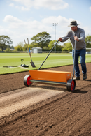 Professional Drop Spreader with Ribbed Rubber Conveyor Belt for Accurate Top Dressing Application - Main Product Image