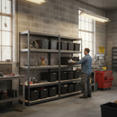 3x Premium Heavy Duty Shelving - 2000mm High - Grey with 12x 37L Plastic Storage Boxes