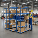 Heavy Duty Industrial Shelving - 2440mm High - 200kg Capacity - Chipboard - Blue Finish